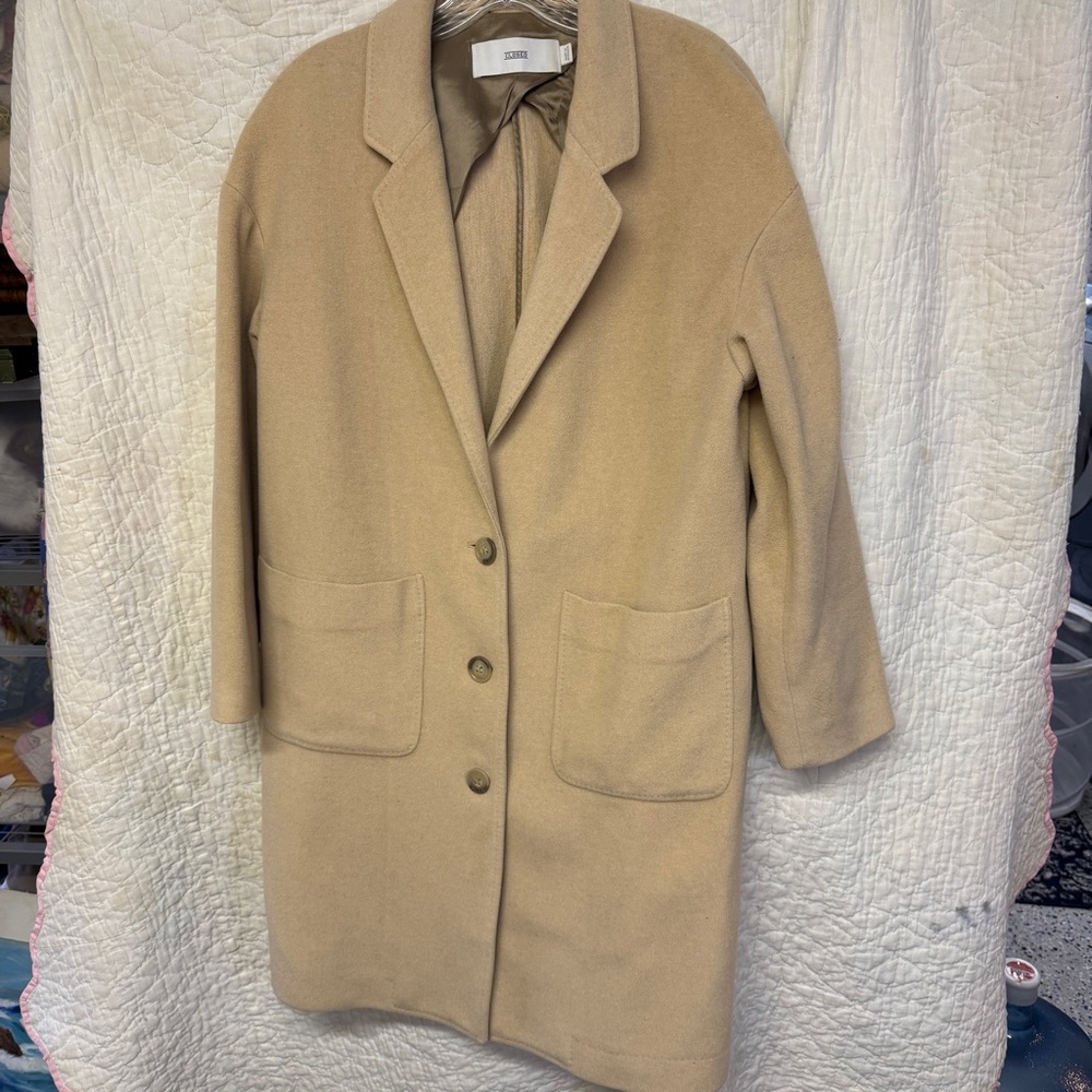Awesome CLOSED Wool Cashmere Coat – Size XS (Oversized Fit) – Beige Mid-Length